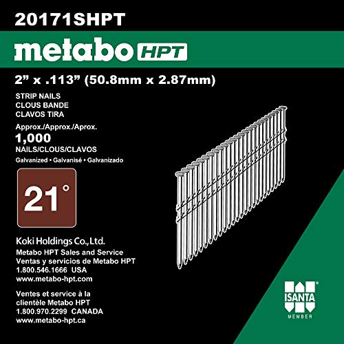 Metabo HPT مسامير تأطير متابو HPT | 2 بوصة × 0.113 | 21 درجة | رأس دائري كامل | مجلفن بالغمر الساخن | شق حلقي | 1,000 عدد | 20171SHPT - Image 3