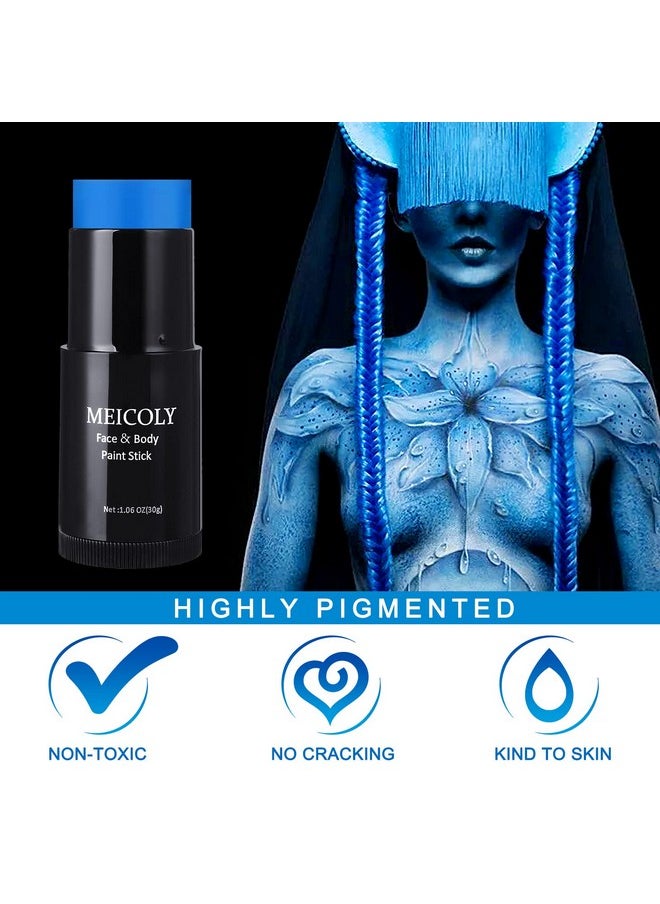 MEICOLY - Blue Face Paint Stick(1.06 Oz), Scary Clown Blue Makeup Face Painting,Blue Eye Black Baseball,Blue Body Paint Stick For Halloween Special Effects Smurf Mystique Cosplay Avatar Sfx Makeup - Image 1