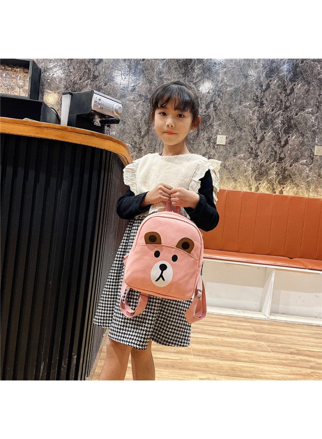 Cartoon Kindergarten Schoolbag 2-5 Years Old Baby Boys And Girls Cute Canvas Backpack Early Childhood Children's Small Backpack-Color:Little Bear Black  - Image 4