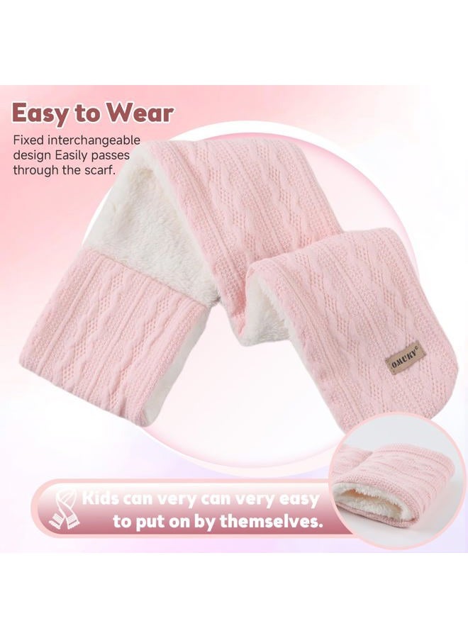 OMUKY Kids Scarf Fleece Warm Knitted Scarves for Girls Boys Toddler Cold Weather Soft Neck Warmer(Pink,6-12 Years) - Image 3