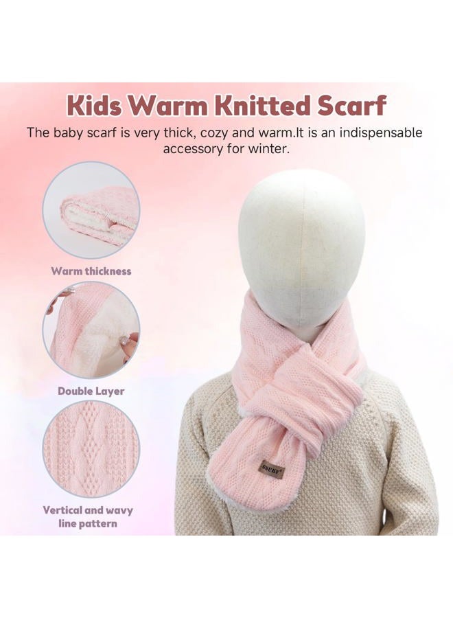 OMUKY Kids Scarf Fleece Warm Knitted Scarves for Girls Boys Toddler Cold Weather Soft Neck Warmer(Pink,6-12 Years) - Image 2