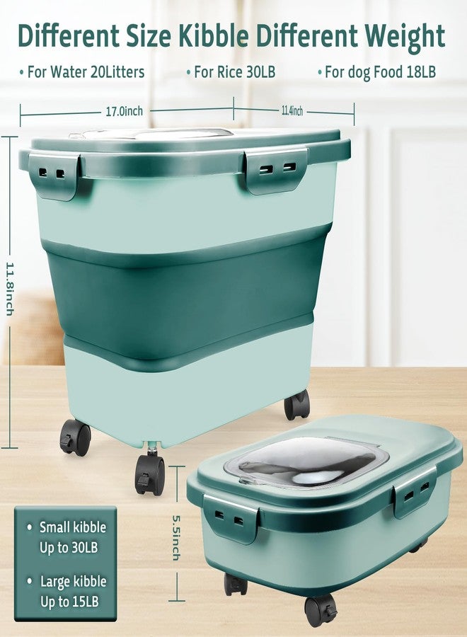 Komzon Rice Storage Containers, Collapsible 10 to 30Lbs Food Storage Bin Dispenser with Rolling Wheel and Clear Airtight Lid, BPA Free Flour, Sugar, Cereal and Dog Cat Pet food Containers - Image 2