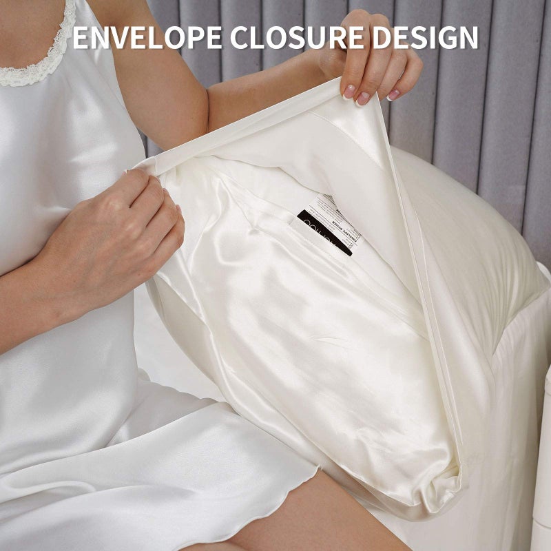 Vividmoo Vividomm 22 Momme 6A Grade Mulberry Silk Pillow Case Both Sides 100% Natural Pure Silk PillowCover/Sham for Hair and Skin Envelope/Tucking Closure Standar Queen King (White, Standard-1 Pack) - Image 4
