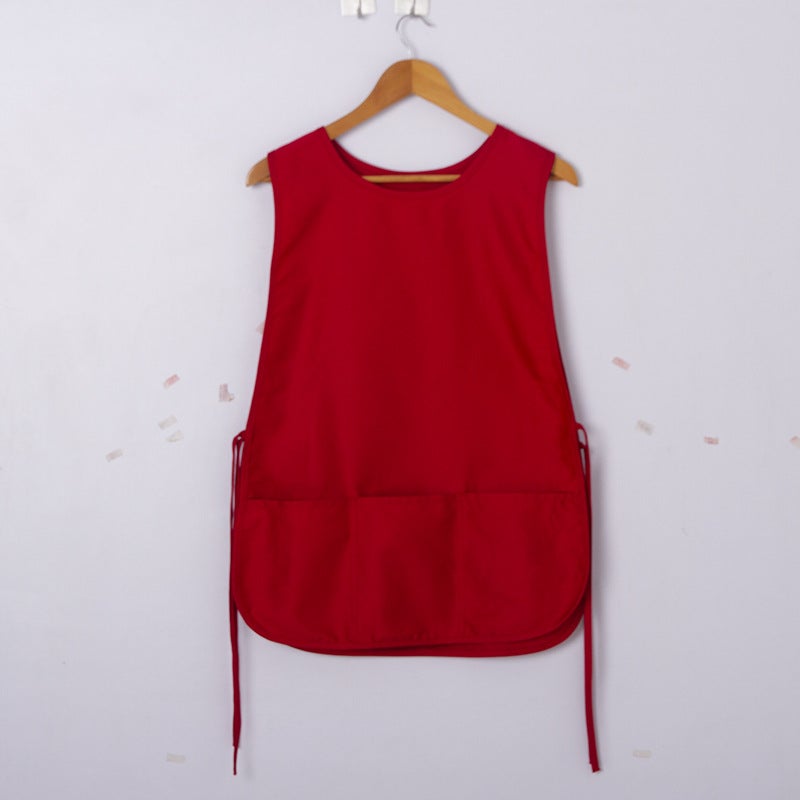 Cobbler Vest Apron Sleeveless Art Chef Pockets Red
