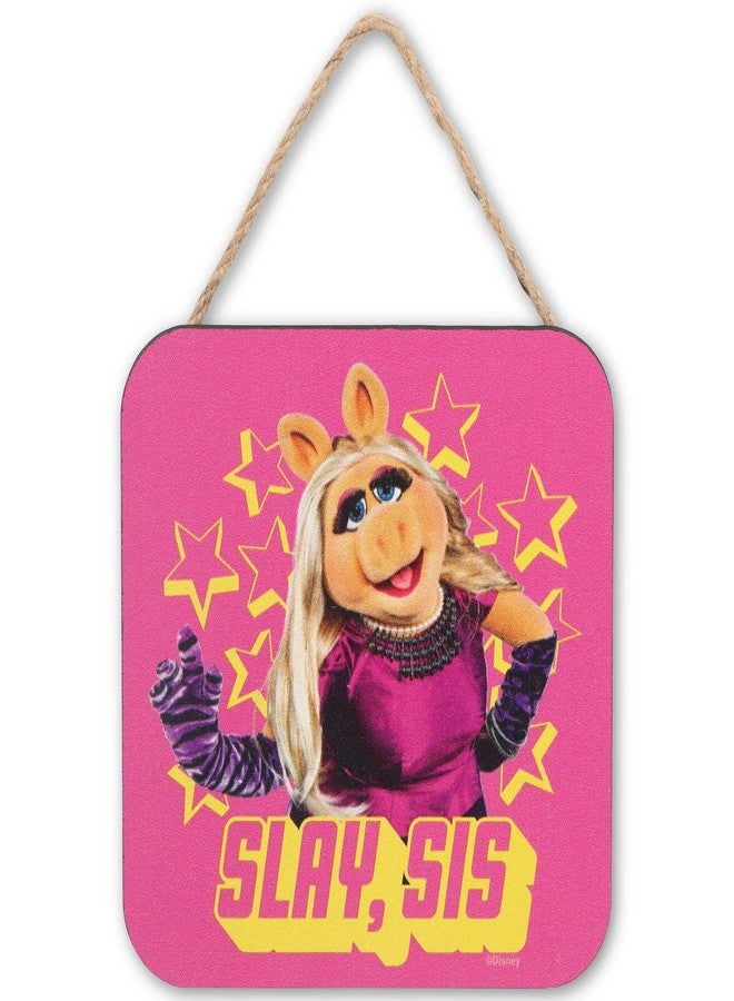 Open Road Brands Disney Muppets Miss Piggy Slay Sis Hanging Wood Wall Decor - Fun Miss Piggy Sign for Bedroom or Office - Image 1