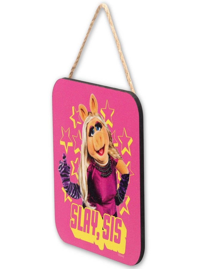Open Road Brands Disney Muppets Miss Piggy Slay Sis Hanging Wood Wall Decor - Fun Miss Piggy Sign for Bedroom or Office - Image 2