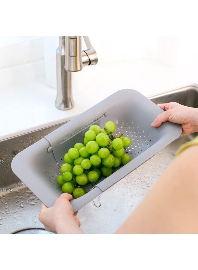 Over-the-Sink Extendable Colander Strainer Basket (Gray) - Image 3