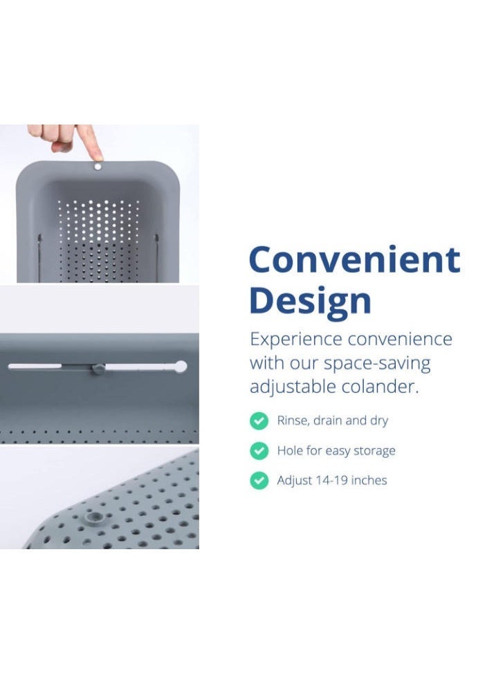 Over-the-Sink Extendable Colander Strainer Basket (Gray) - Image 4