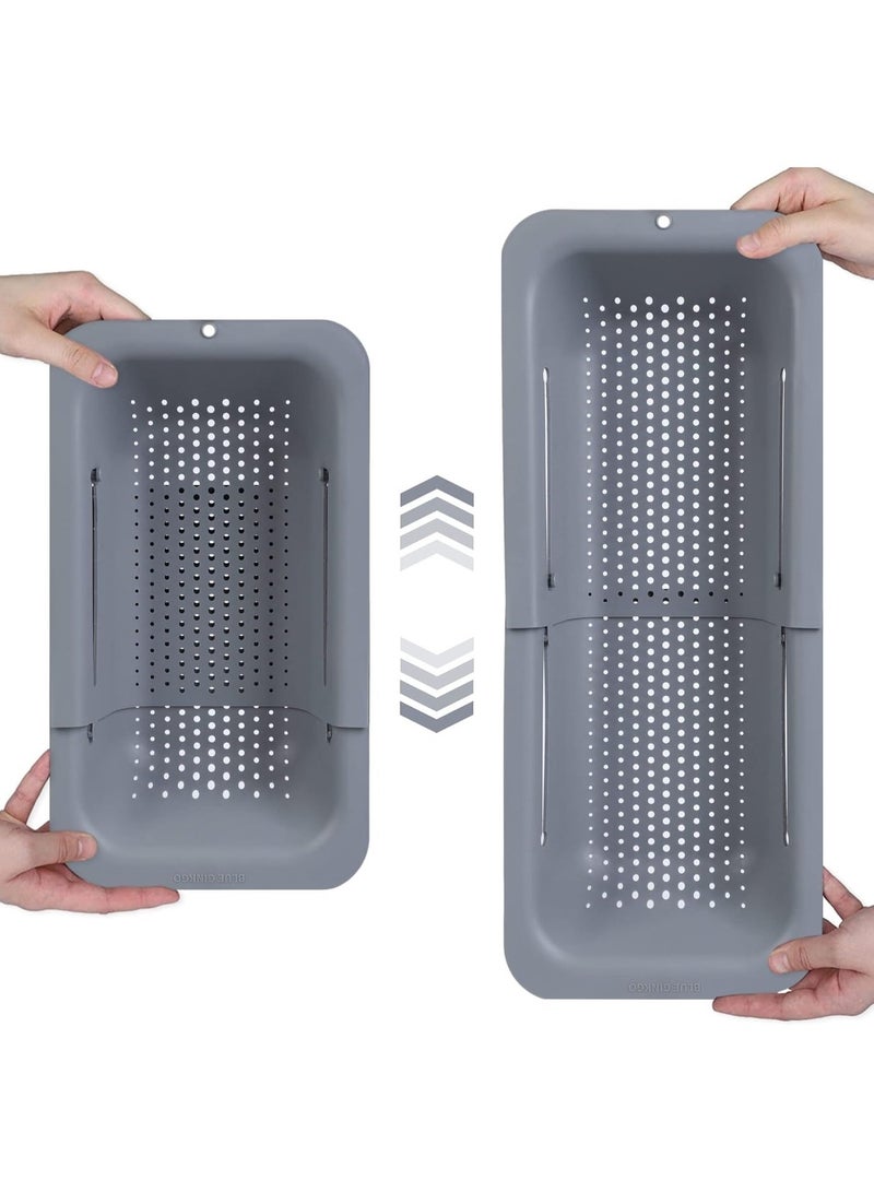 Over-the-Sink Extendable Colander Strainer Basket (Gray) - Image 1