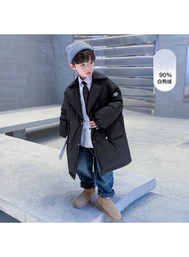 Children's Long Suit-style Jacket With New Logo, White Duck Down, Kids' Down Jacket, Winter Wear,  New Model, Boys' Trench Coat