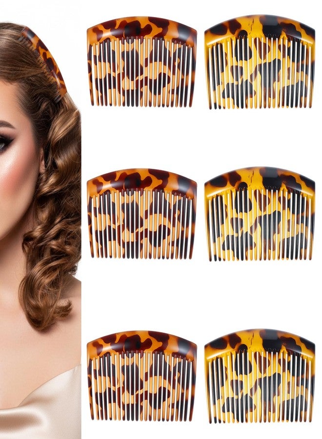 Styquenzer مجموعة من 6 أمشاط جانبية فرنسية بتصميم صدفة السلحفاة، إكسسوارات شعر نسائية، 23 سنًا، أمشاط منحنية، مشبك لعمل تسريحة فرنسية مميزة. - Image 1