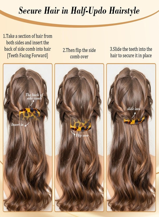 Styquenzer مجموعة من 6 أمشاط جانبية فرنسية بتصميم صدفة السلحفاة، إكسسوارات شعر نسائية، 23 سنًا، أمشاط منحنية، مشبك لعمل تسريحة فرنسية مميزة. - Image 4