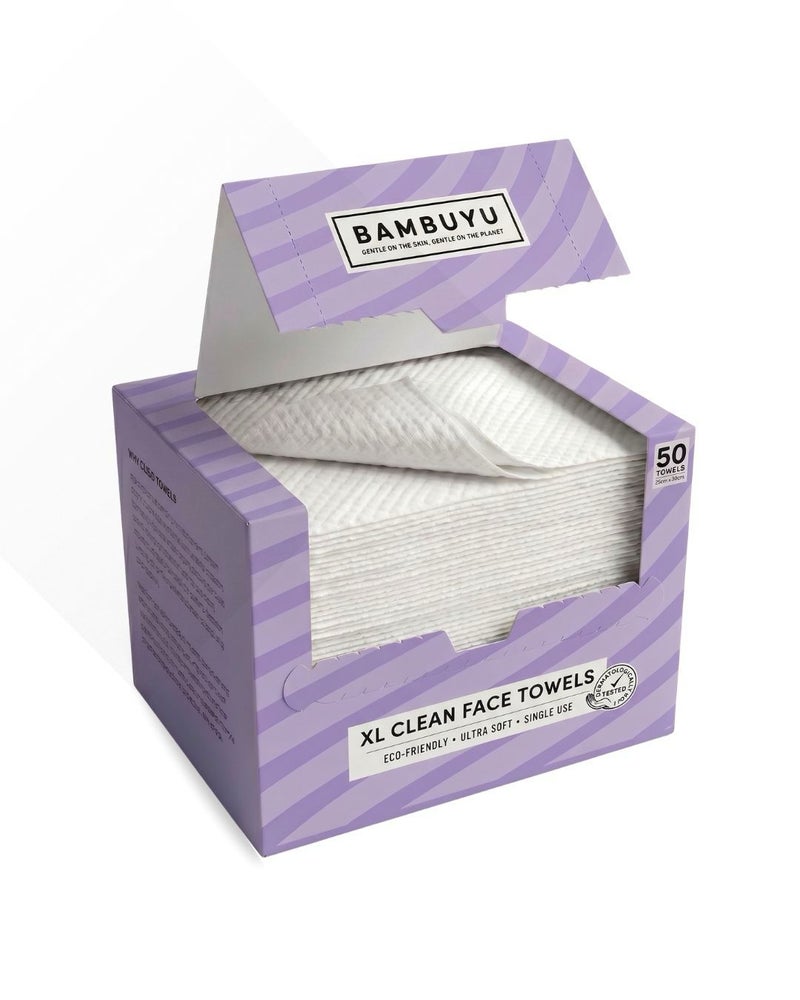 Bambuyu Bamboo Clean Face Towels - Disposable - Eco-friendly - Ultra soft - 50 Sheets - By Bambuyu - Image 1