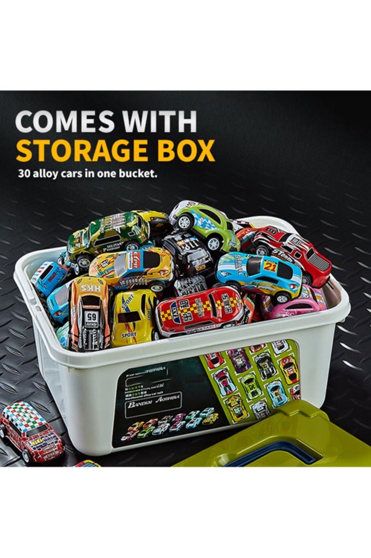 ميجا 30 قطعة من سيارات السحب الصغيرة للأطفال، ألعاب سيارات تعمل بالاحتكاك للأولاد مع صندوق تخزين، مادة سبائك سيارات سباق الشاحنات ألعاب للأطفال من سن 3 سنوات فما فوق، أولاد وبنات - Image 5