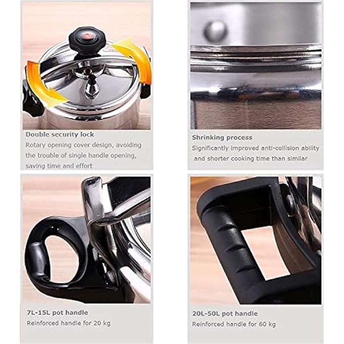 إن تك قدر ضغط من الألومنيوم سعة 11 لترًا بمقبض من الباكليت وتلميع المرآة وقفل أمان فائق وطهي الطعام في وقت أقل وسهل الفتح والإغلاق ومناسب لجميع أنواع المواقد سعة 11 لترًا - Image 3