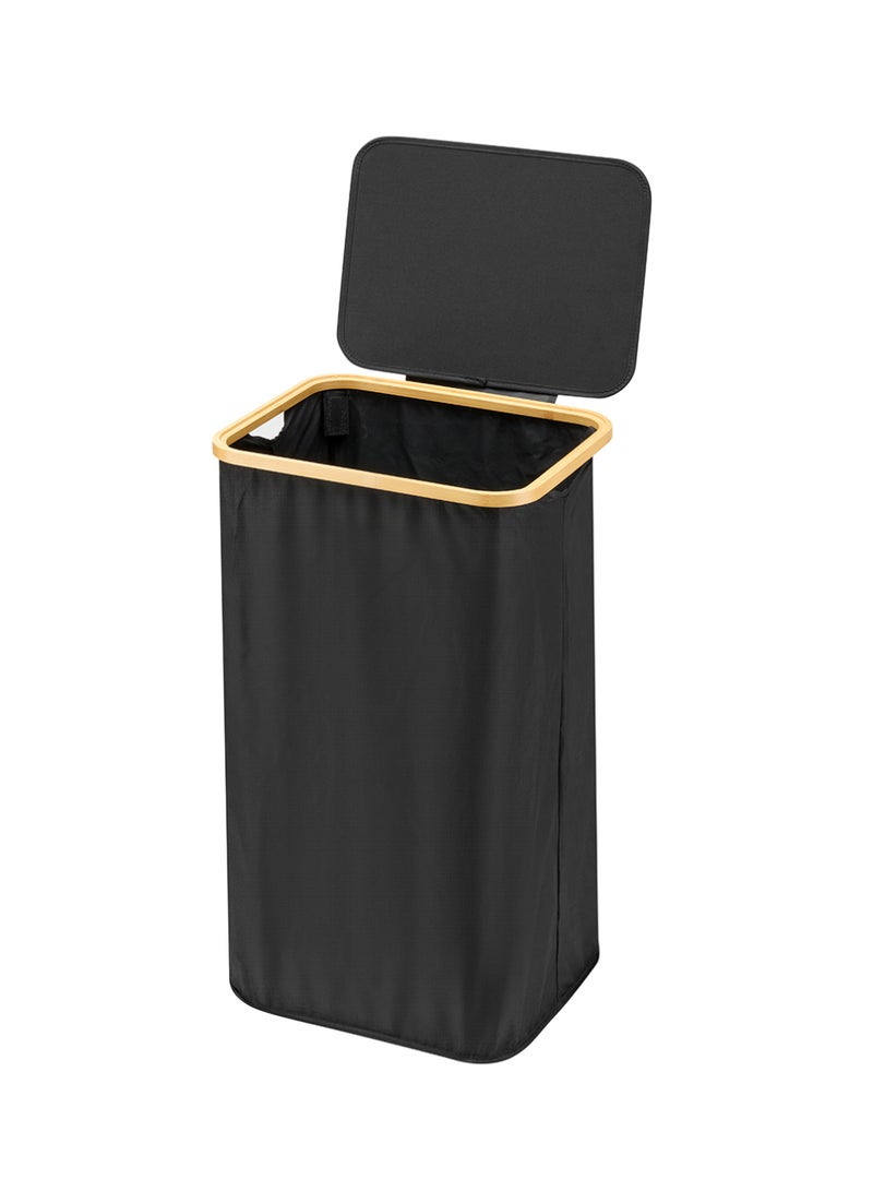 LAWAZIM Folding Clothes Basket Organizer with Removable Inner Bag - 40x33x73cm, Black - Dirty Laundry Hamper with Lid Cover & Collapsible Design - Tall Waterproof Basket for Bedroom Bathroom Laundry Room - Image 1