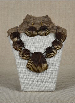 Women's Coconut Shell Sea Shell Design Necklace with Earrings Set