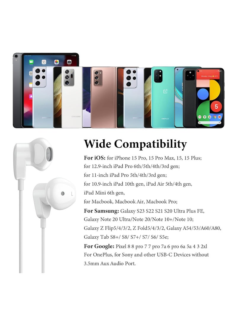 SYOSI - USB C Headphones for iPad Pro 15 Pro, USB Type C Earphones HiFi Stereo USB C Wired Earbuds with Microphone Volume Control for S23 Ultra S22 S21 Note20 A54 A53, Pixel 7 6 6a 5 4, OnePlus 9 - Image 1