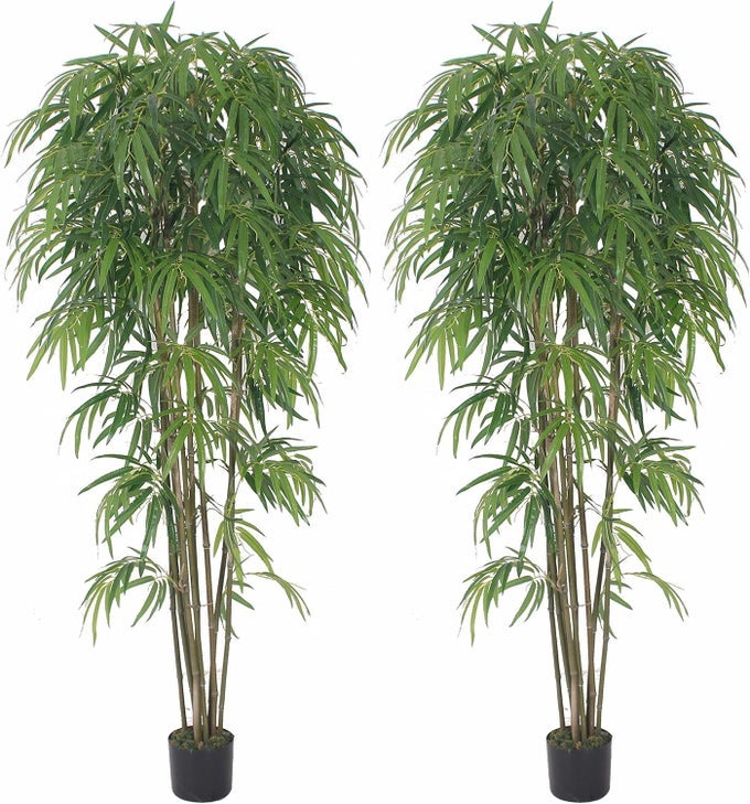 691322305166 Gorgeous Massive 7 Bamboo Trees Artificial Silk Plant with UV Protection with Nursery Plastic Pots Feel Real Technology Super Quality Pack of 2 84 Each Green