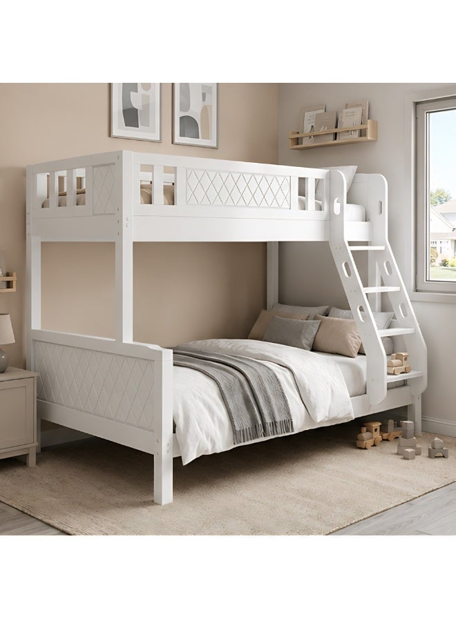 ABX HOME ALPS Twin Over Double Bunk Bed 190x90cm (Top) & 190x120cm (Bottom) – Wooden Frame with Ladder & Safety Guardrails - Image 1