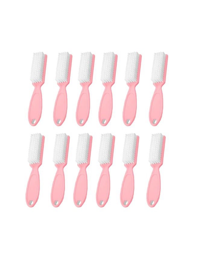 SQULIGT 12Pcs Nail Brush for Cleaning Fingernails, Handle Grip Cleaning Brush for Nail and Toenail, Nail Dust Brush Manicure Pedicure Tools Scrubbing Brush Women Men Home Salon(Pink) - Image 1