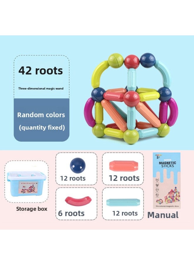 Magnetic Toys Magnetic Puzzle Pieces Balls Building Blocks Educational Learning Toys For Children-Color:42-piece Set [Storage Box Set]]  - Image 1