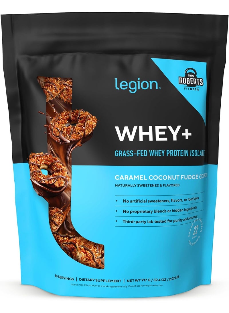ليجيون ليجون Whey+ بروتين واي أيزوليت من أبقار تتغذى على العشب بنكهة كراميل وجوز الهند والفدج – 30 حصة، منخفض السعرات وخالٍ من السكر - Image 1