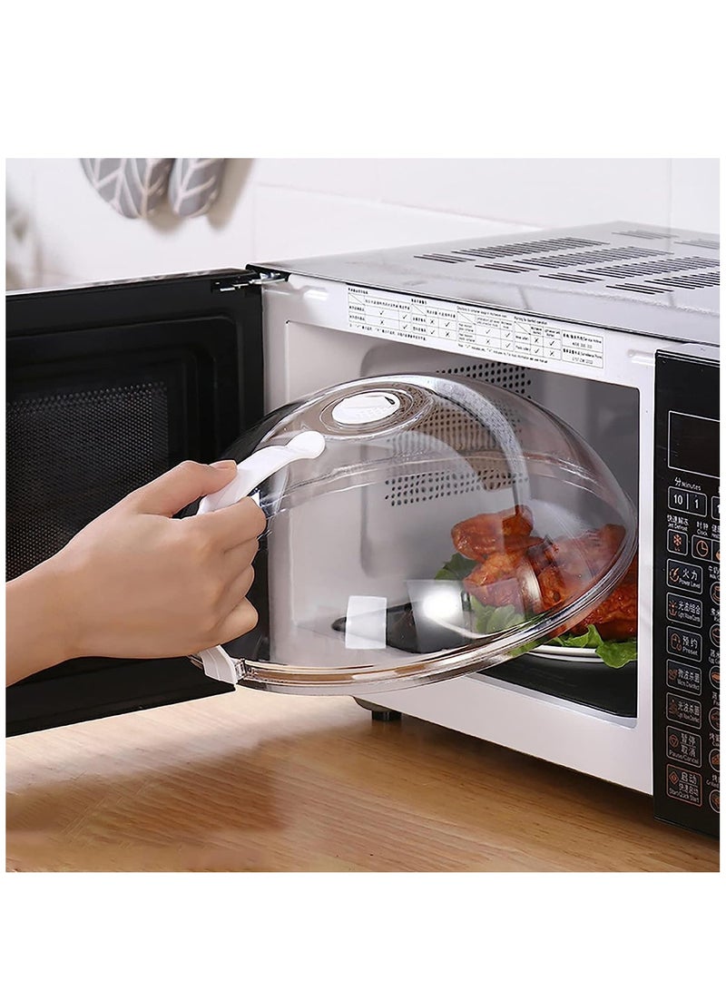 Arabest Microwave Splatter Cover, Clear Microwave Splash Guard Cooker Lid with Handle, Safe Plastic Microwave Plate Cover for Food Splatter - Image 1