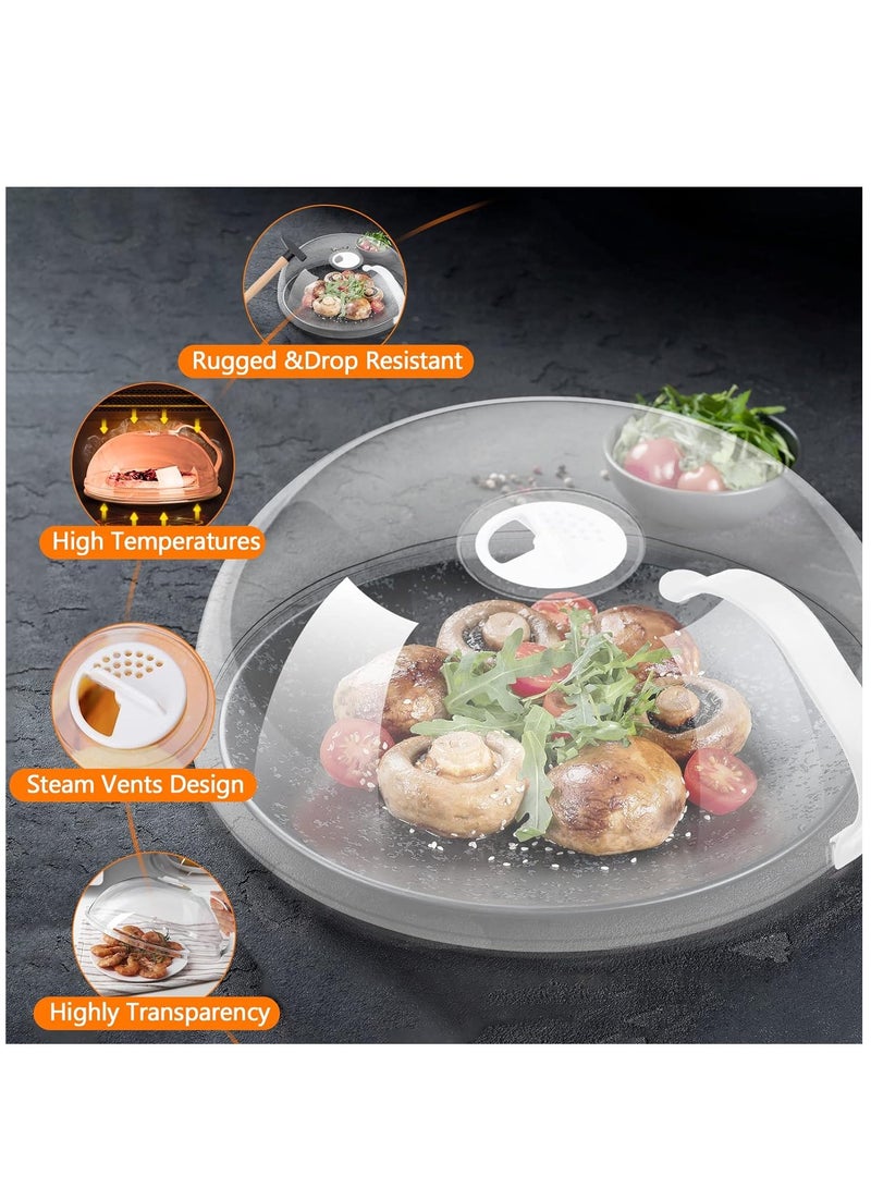 Arabest Microwave Splatter Cover, Clear Microwave Splash Guard Cooker Lid with Handle, Safe Plastic Microwave Plate Cover for Food Splatter - Image 3