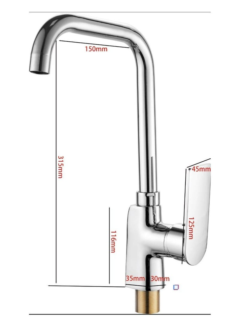 Kitchen Mixer Tap Kitchen Sink Faucets Hot and Cold Mixer Tap Made of Zinc Alloy Anti Rust