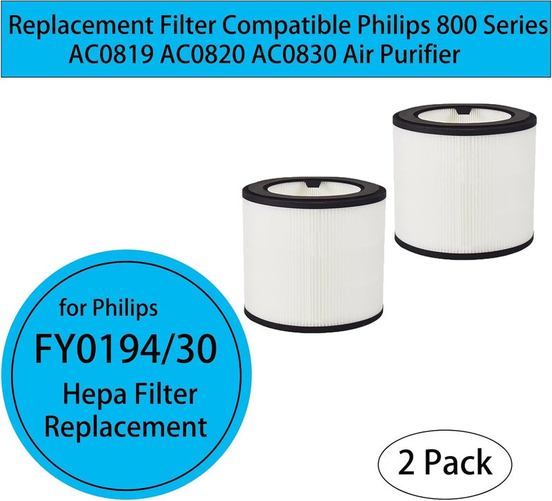 YERXPAFT بديل فلتر FY0194/30 لجهاز تنقية الهواء Philips AC0819 AC0820 سلسلة 800 فلتر HEPA (عبوة من 2) - Image 2