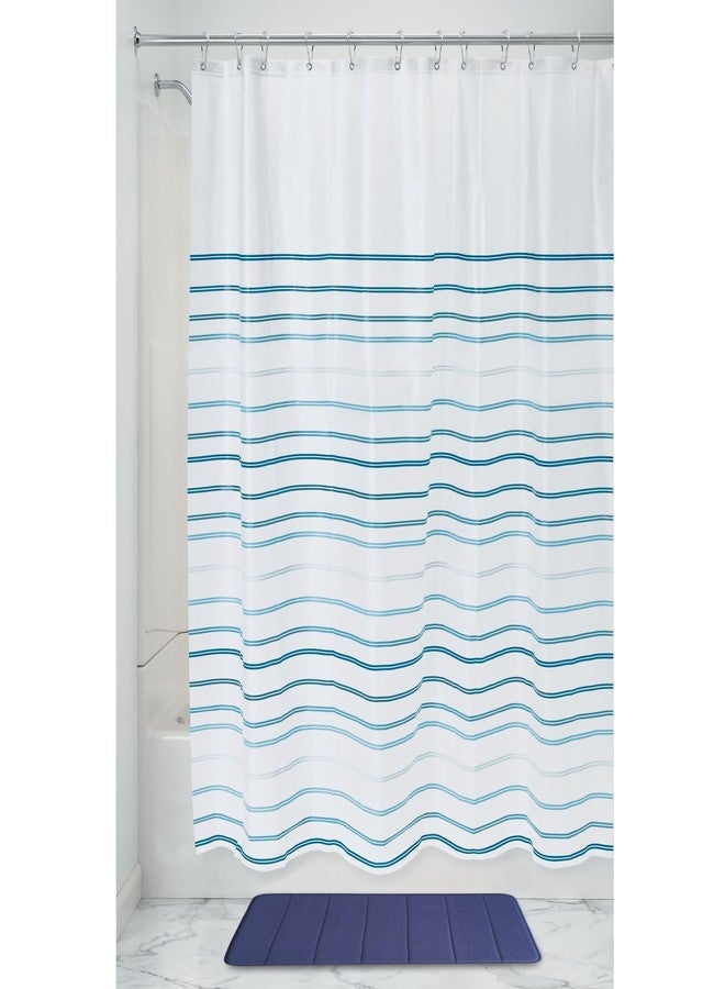 InterDesign iDesign - 74870 Lindy Stripe PEVA Bathroom Shower Curtain, 72 x 72 Inches - White and Blue - Image 1