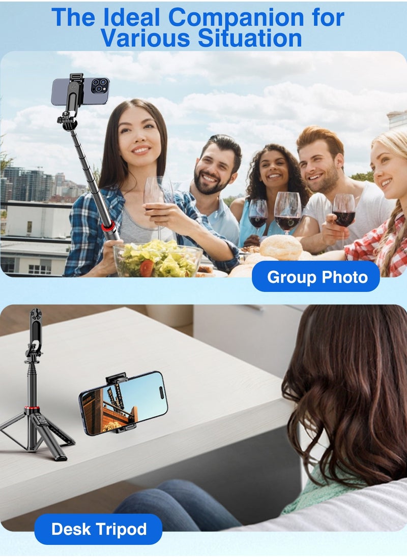 اكس كوبس - Selfie Stick Tripod Stand ، XQOOPS 51.5 ''/131 سم ترايبود خفيفة الوزن ومحمولة مع حامل هاتف بعيد والفصل ، عصا شخصية قابلة للتمديد لالتقاط الصور | مقاطع فيديو | مدونة | Tiktok للسفر - Image 1