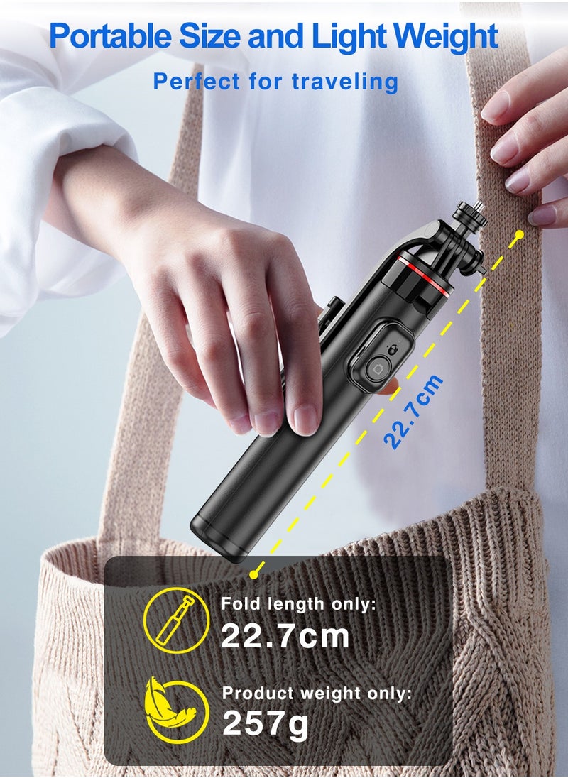 اكس كوبس - Selfie Stick Tripod Stand ، XQOOPS 51.5 ''/131 سم ترايبود خفيفة الوزن ومحمولة مع حامل هاتف بعيد والفصل ، عصا شخصية قابلة للتمديد لالتقاط الصور | مقاطع فيديو | مدونة | Tiktok للسفر - Image 1