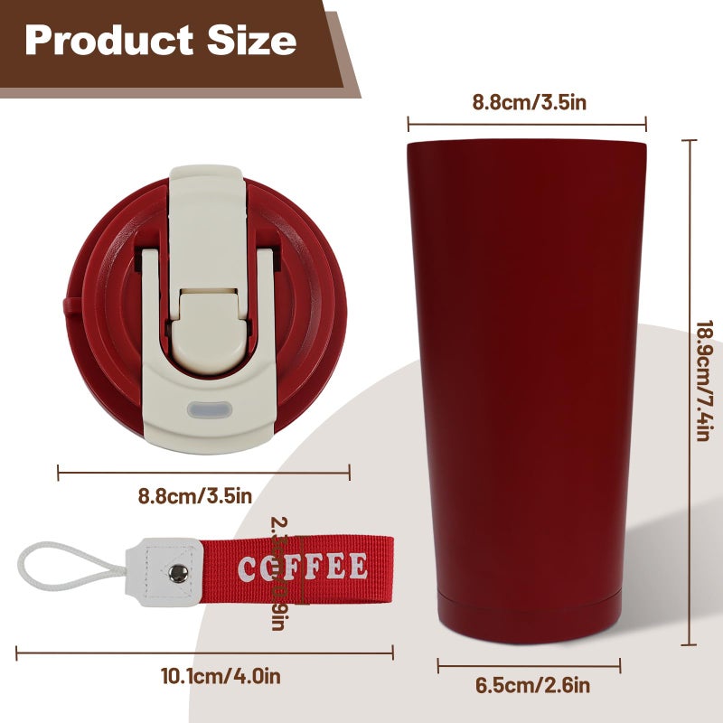 DITOSH Insulated Coffee Tumbler 17.9oz 530ml Travel Coffee Mug 316 Stainless Steel Dual Drink Openings Leakproof Lid Reusable Insulated Coffee Mug Hot and Cold Ideal Travel Mug for Coffee Lover Daily - Image 2