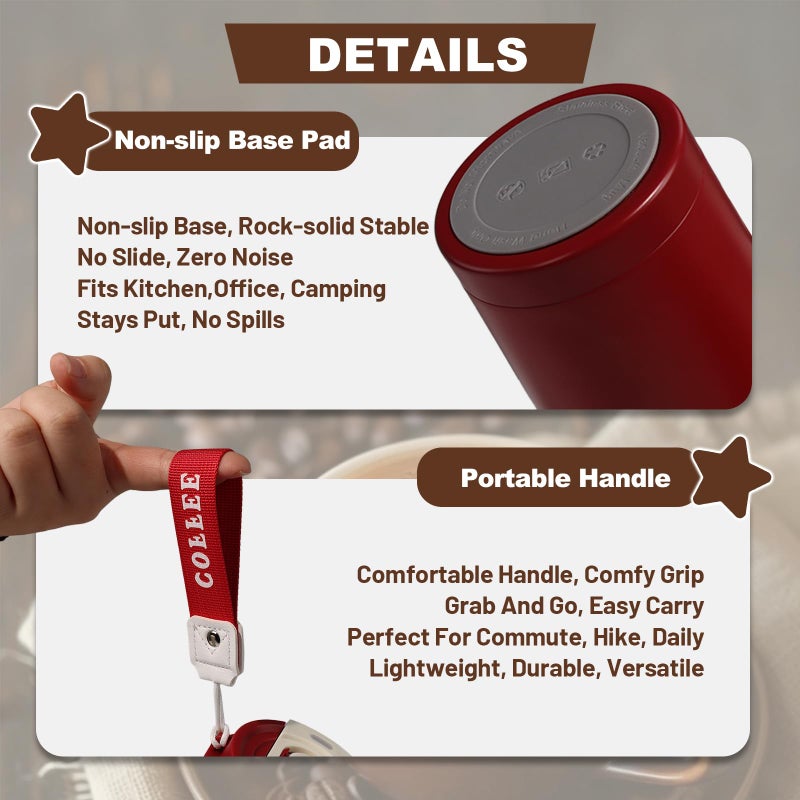 DITOSH Insulated Coffee Tumbler 17.9oz 530ml Travel Coffee Mug 316 Stainless Steel Dual Drink Openings Leakproof Lid Reusable Insulated Coffee Mug Hot and Cold Ideal Travel Mug for Coffee Lover Daily - Image 5