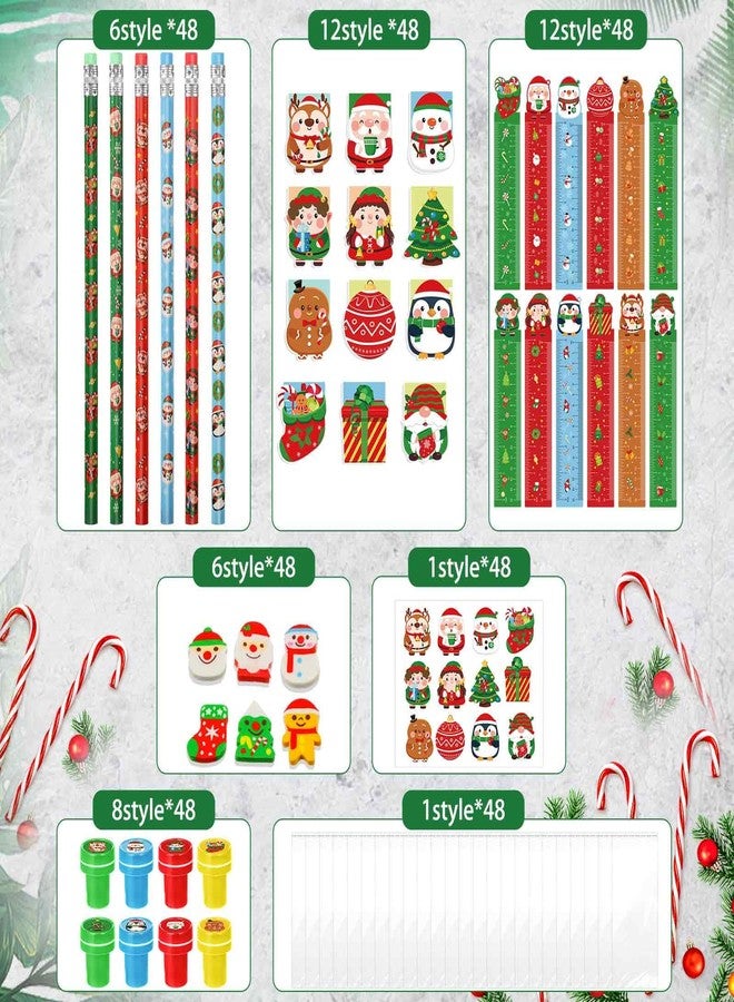 Zhanmai 336 Pcs Bulk Christmas Gifts for Classroom Students Prizes School Christmas Party Favors Assortment Mini Notebooks Pencils Stickers Stamps Bags for Exchange Gifts Goodies Fillers - Image 3