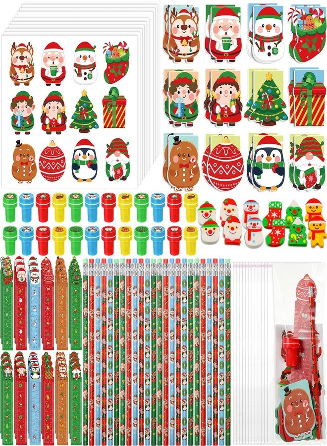 Zhanmai 336 Pcs Bulk Christmas Gifts for Classroom Students Prizes School Christmas Party Favors Assortment Mini Notebooks Pencils Stickers Stamps Bags for Exchange Gifts Goodies Fillers - Image 1