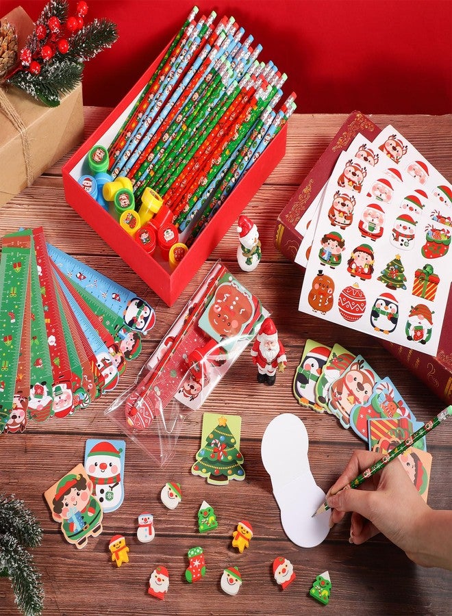 Zhanmai 336 Pcs Bulk Christmas Gifts for Classroom Students Prizes School Christmas Party Favors Assortment Mini Notebooks Pencils Stickers Stamps Bags for Exchange Gifts Goodies Fillers - Image 4