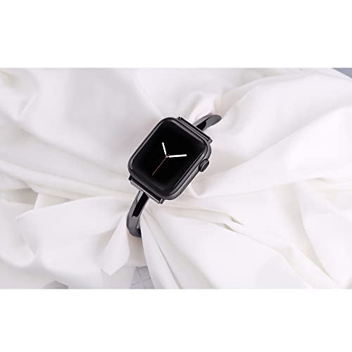PlusRoc Stainless Steel Band Compatible with Apple Watch Band 38mm 40mm 41mm 42mm(Series 11/10) iWatch SE Series 11 10 9 8 7 6 5 4 3 2 1, Slim Versatile Bangle Bracelet for Women, Black - Image 4