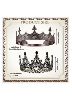 Excefore Prom King and Queen Crowns, 2 Pcs Antique Royal King Crown, Women Baroque Queen Crown, Crystal Tiara Crowns Prom Accessories, for Wedding Birthday Party Costume  - Image 2