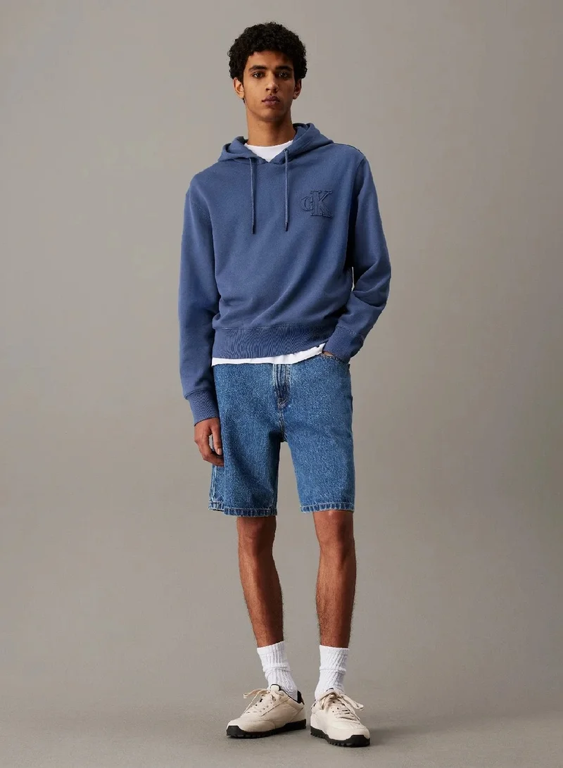 Calvin Klein Jeans Vintage Indigo Logo Appliqué Hoodie for Men | Best Price UAE