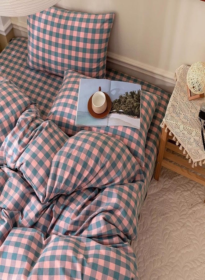 mixinni Plaid Comforter Set Queen - 3 Piece Soft Geometric Checkered Comforter with 2 Pillow Shams, Modern Gingham Pattern Bedding Set for All Season, Breathable & Soft Cozy (Pink, Purple, Blue) - Image 5