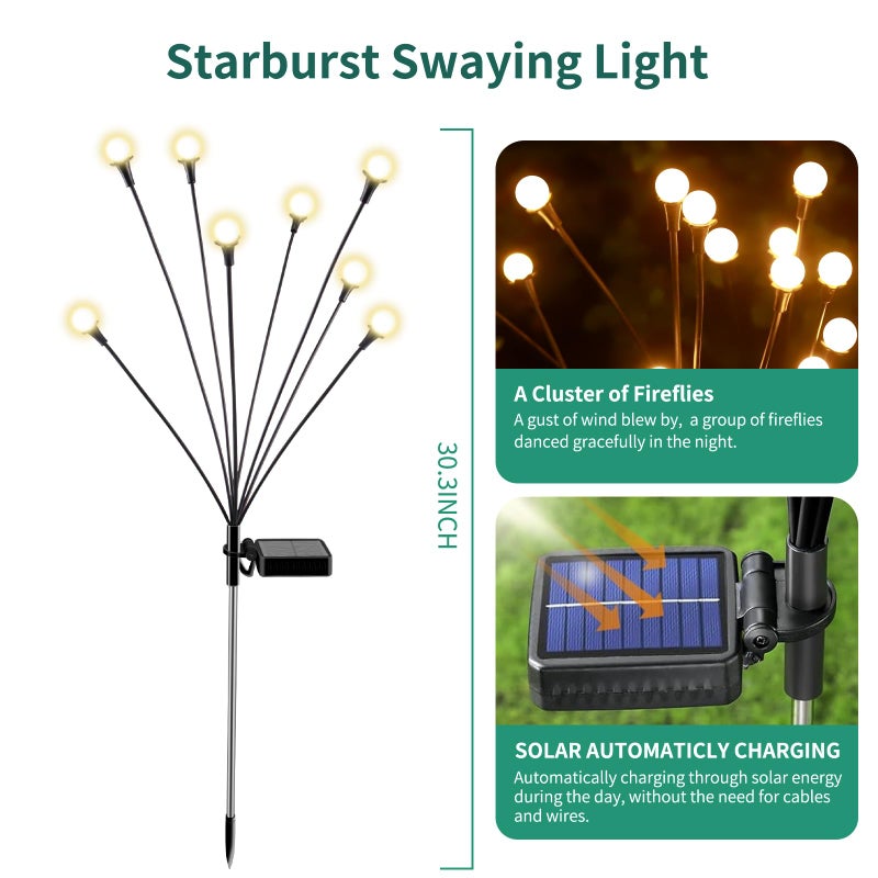 vignuto Solar Lights Outdoor Waterproof, 10 Packs 80LED, Solar Garden, Patio, Garden Decor, Patio Decor, Firefly Outdoor, Unique Gifts for Women, Gifts for Grandma - Image 2