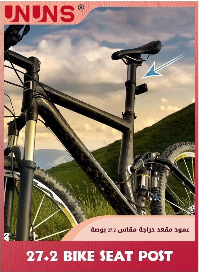 UNUNS Bike Seat Posts,27.2x400mm Bicycle Seatpost With Scale Mark,Adjustable Aluminum Alloy Tube Fixing Clip,Universal Black Cycling Replacement Kit For MTB Mountain Road Bikes  - Image 4