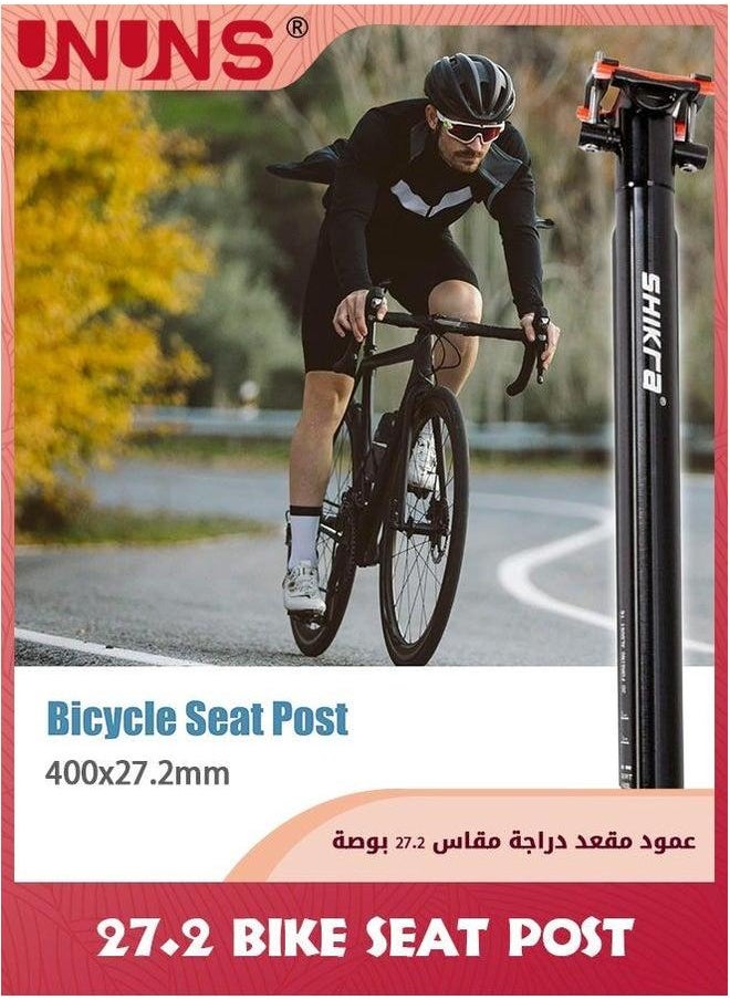 UNUNS Bike Seat Posts,27.2x400mm Bicycle Seatpost With Scale Mark,Adjustable Aluminum Alloy Tube Fixing Clip,Universal Black Cycling Replacement Kit For MTB Mountain Road Bikes  - Image 5
