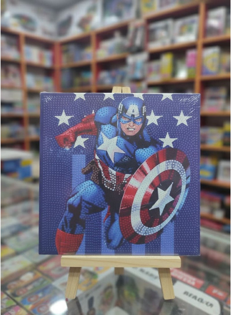 لوحة تطريز ألماس *Captain America* – مقاس 30×30 سم 🛡️   لكل الأبطال الصغار ومحبي مارفل 💥هدية مثالية لمحبي الشخصيات الخارقة   ✨ قطعة فنية تلمع بالألماس وتزين غرف الأطفال بأسلوب جريء