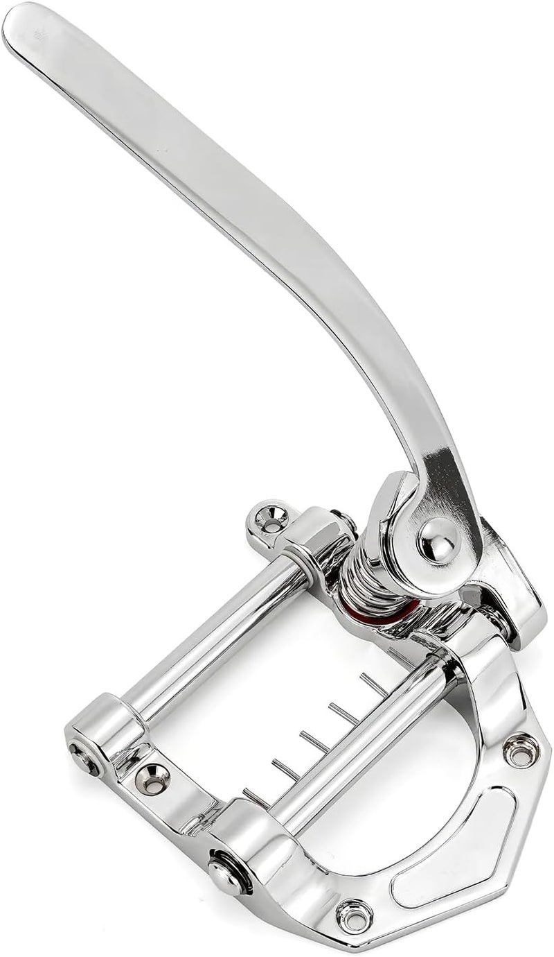 Swhmc Tremolo Bridge for Electric Guitar, Chrome Plated Vibrato Tailpiece with Roller Bar, Replacement for Telecaster SG LP Flat Top Body, Hardtail Bridge Upgrade - Image 1
