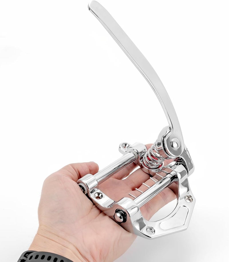 Swhmc Tremolo Bridge for Electric Guitar, Chrome Plated Vibrato Tailpiece with Roller Bar, Replacement for Telecaster SG LP Flat Top Body, Hardtail Bridge Upgrade - Image 4