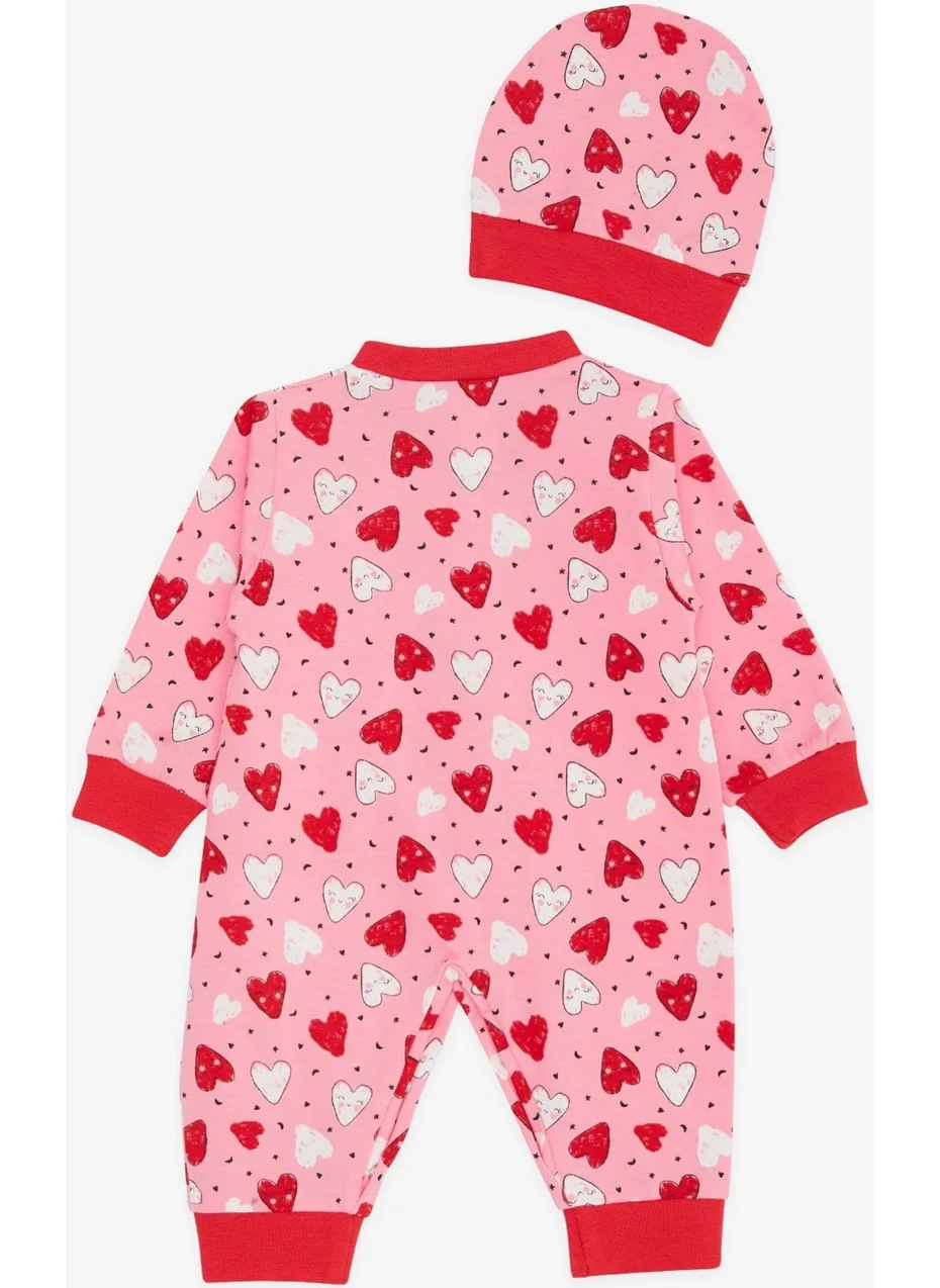 Breeze Baby Girl Jumpsuit Colorful Smiling Face Heart Patterned 0-3 Months-6 Months, Pink
